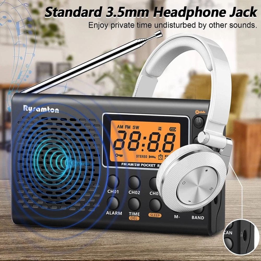 Digital LCD FMAMSW Radio Portable Pocket Radio With Alarm Clock Sleep Timer Earphones LongLasting B 5