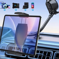 adjustable car tablet holder for phones, ipad, windshield gooseneck mount