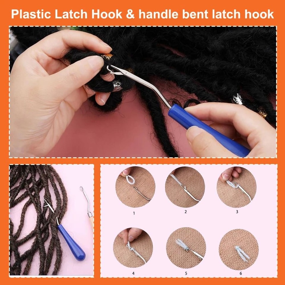 Dreadlock Crochet Hook Tool Set With Bamboo Handle For Hair Braiding Bent Latch Crochet Needle Dre 4