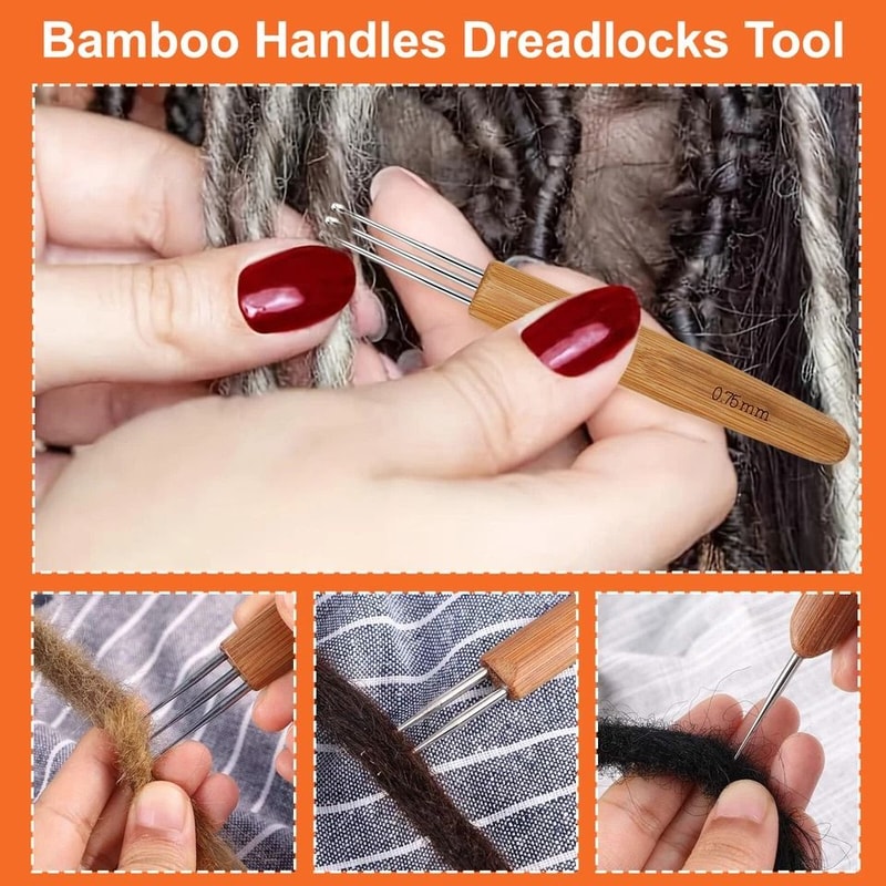Dreadlock Crochet Hook Tool Set With Bamboo Handle For Hair Braiding Bent Latch Crochet Needle Dre 5