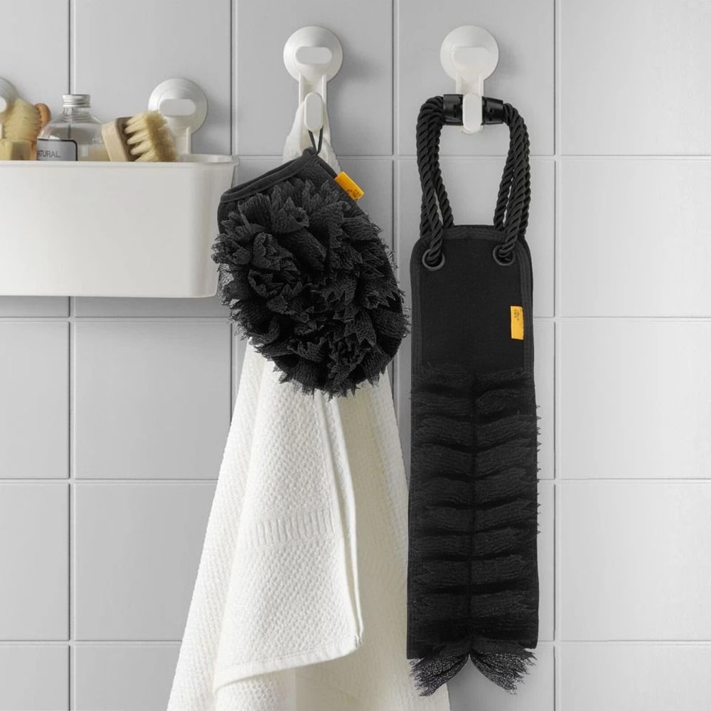 Exfoliating Back Scrubber DoubleSided Body Scrub Towel Bath Exfoliator With Ergonomic Handle 1