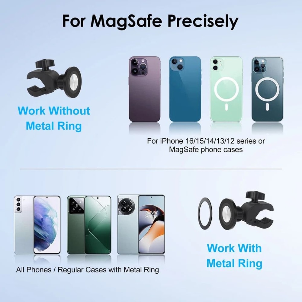 Universal Magnetic Phone Mount Rotation For Treadmills Bikes Strollers Magsafe And NonMagsafe Phone 5