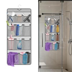 foldable pocket shower organizer, waterproof bathroom storage bag, hanging caddy for toiletries & essentials