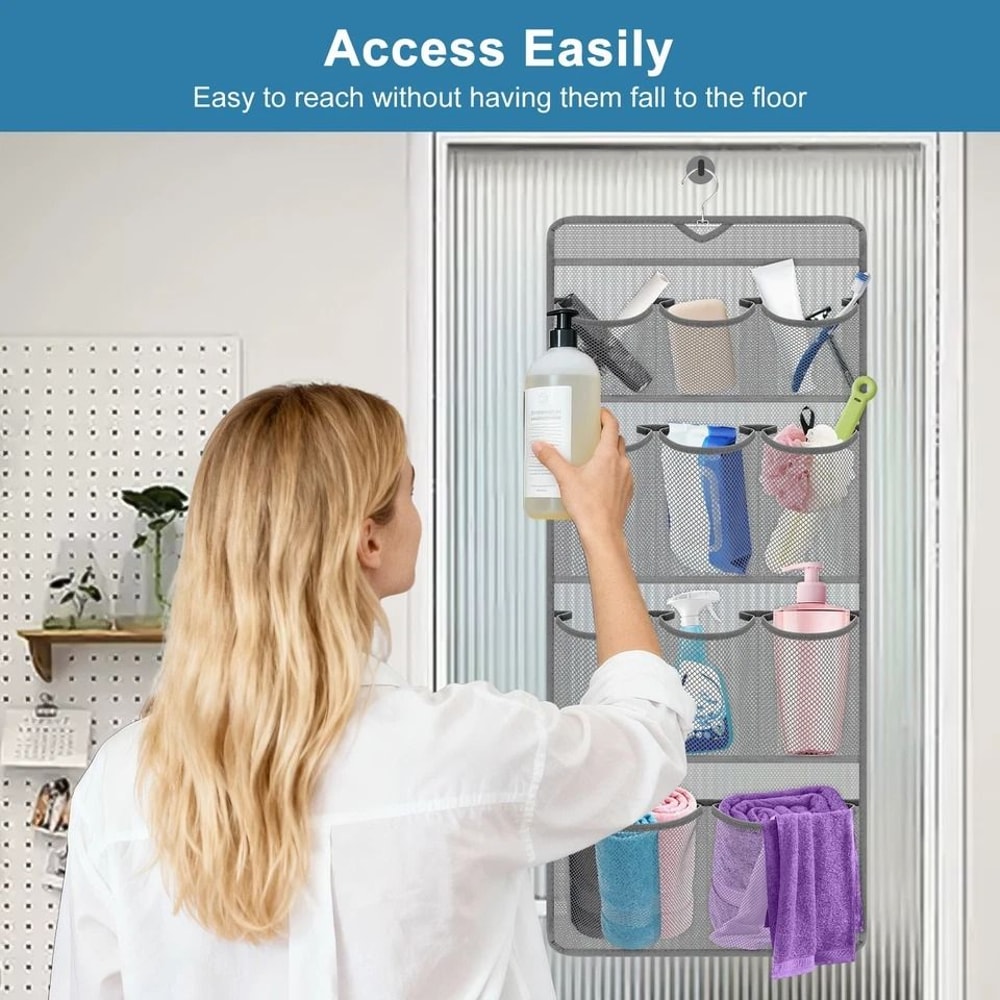 Foldable Pocket Shower Organizer Waterproof Bathroom Storage Bag Hanging Caddy For Toiletries Esse 4