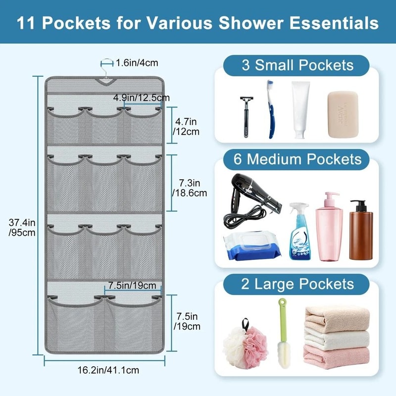 Foldable Pocket Shower Organizer Waterproof Bathroom Storage Bag Hanging Caddy For Toiletries Esse 6