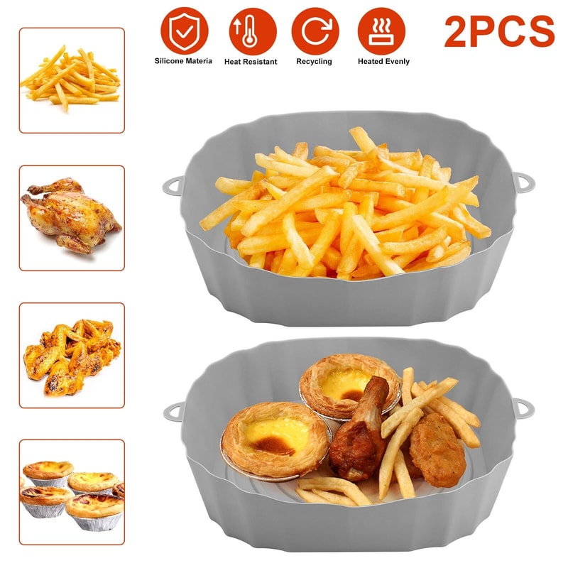 Reusable NonStick Air Fryer Silicone Basket Liners Baking Tray Mats HeatResistant Durable For Easy 7