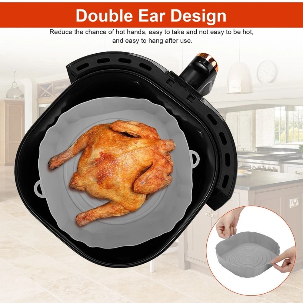 Reusable NonStick Air Fryer Silicone Basket Liners Baking Tray Mats HeatResistant Durable For Easy 3