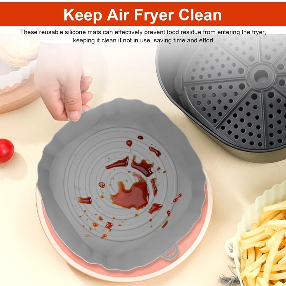Reusable NonStick Air Fryer Silicone Basket Liners Baking Tray Mats HeatResistant Durable For Easy 4