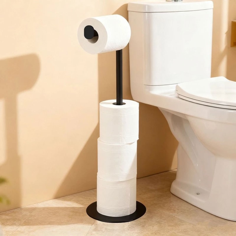 Freestanding Toilet Paper Holder Stand Stainless Steel Towel Rack Portable And Rustproof Ideal For 6