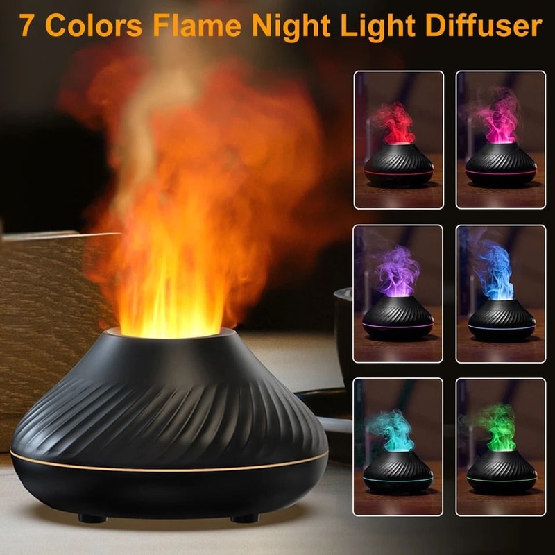 LED Aromatherapy Flame Diffuser Cute Fire Flame Essential Oil Humidifier Air Purifier Quiet Ultraso 4