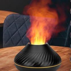 led aromatherapy flame diffuser, cute fire flame essential oil humidifier, air purifier, quiet ultrasonic aroma diffuser