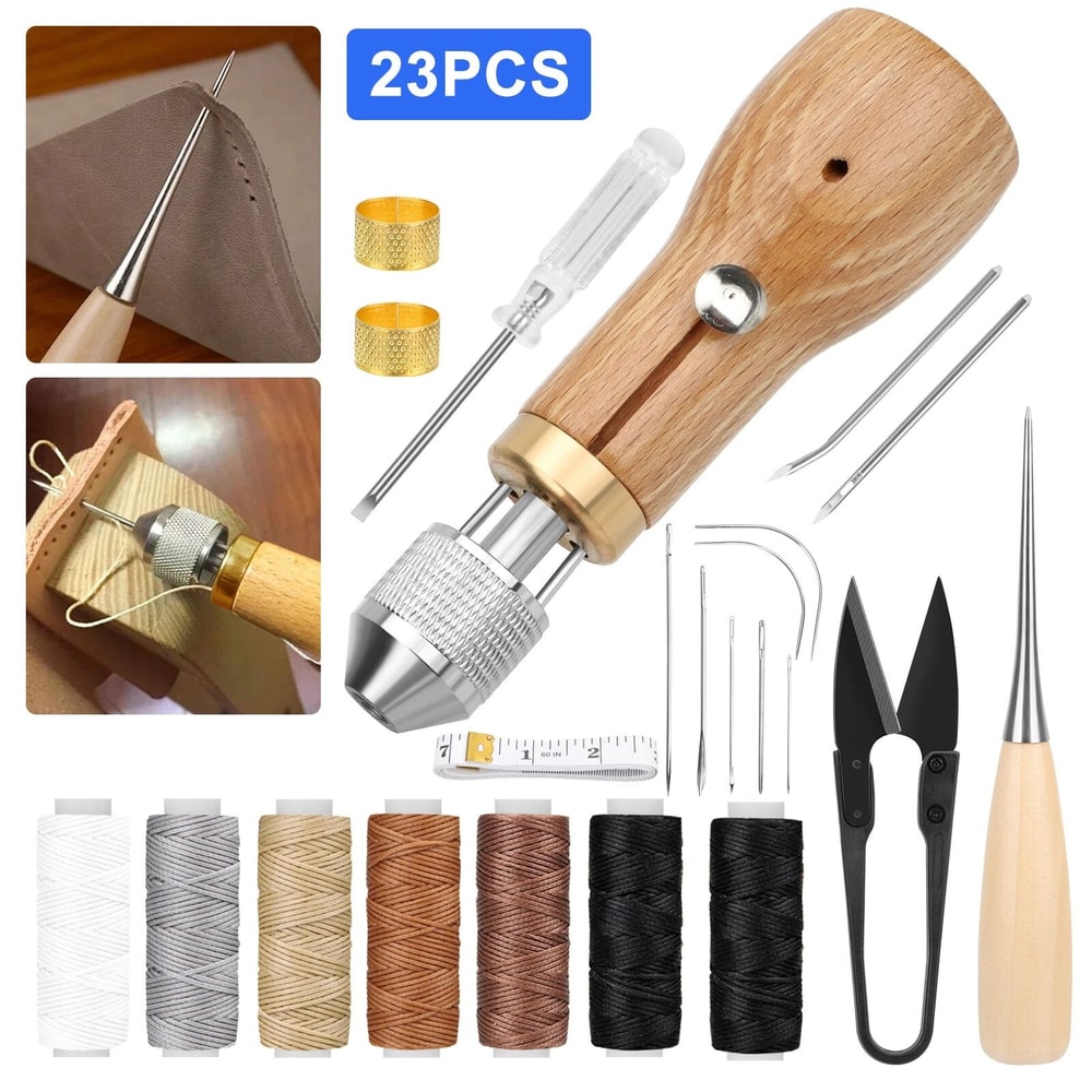 Speedy Stitcher DIY Tool Kit For Leather Repair Professional Leather Sewing Awl Waxed Thread Sewing 1