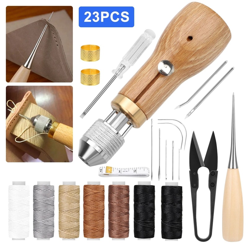 Speedy Stitcher DIY Tool Kit For Leather Repair Professional Leather Sewing Awl Waxed Thread Sewing 1