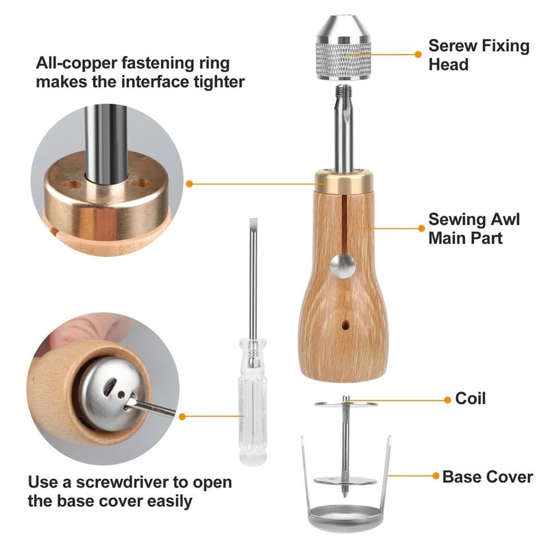 Speedy Stitcher DIY Tool Kit For Leather Repair Professional Leather Sewing Awl Waxed Thread Sewing 3