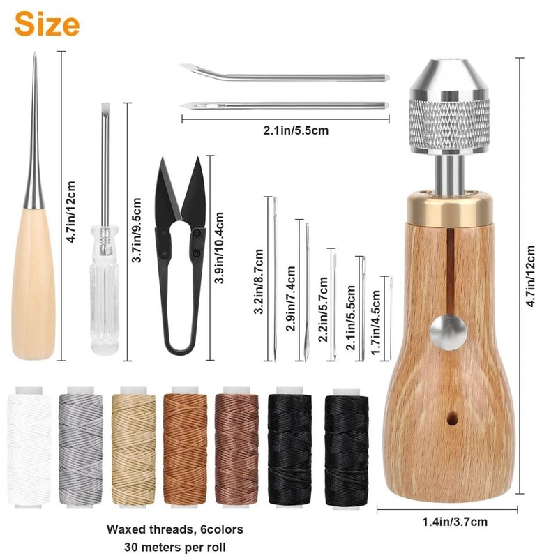 Speedy Stitcher DIY Tool Kit For Leather Repair Professional Leather Sewing Awl Waxed Thread Sewing 4