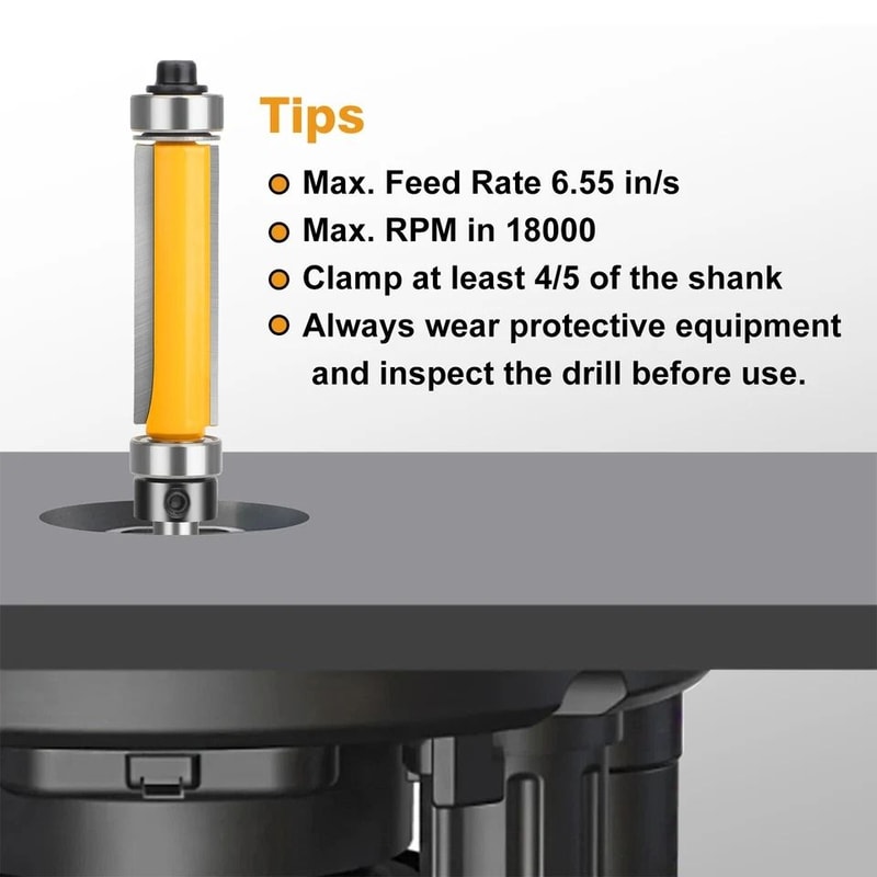 Flush Trim Router Bit Set 14 Shank Top Bottom Bearing Cutting Diameter For Woodworking Veneer 3