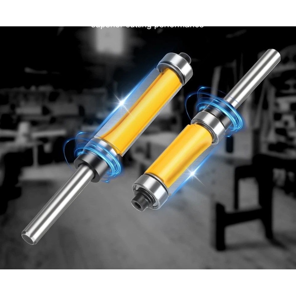 Flush Trim Router Bit Set 14 Shank Top Bottom Bearing Cutting Diameter For Woodworking Veneer 0