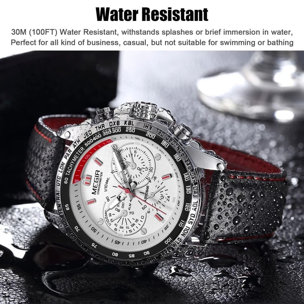Men Waterproof Stainless Steel Analog Quartz Wrist Watch Military Sports Design Stylish Leather Ban 4
