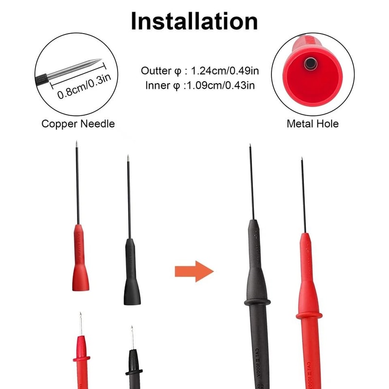 Multimeter Test Probes Precision Sharp Needle NonDestructive Test Leads 4