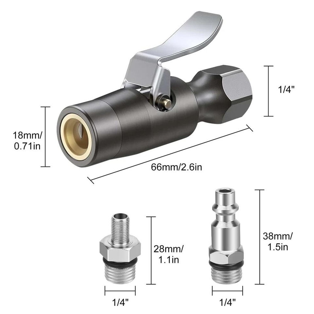 Tire Inflator Lockon Air Chuck Schrader Valve Compatible Double Jaw Lock Female NPT Thread HeavyDut 1
