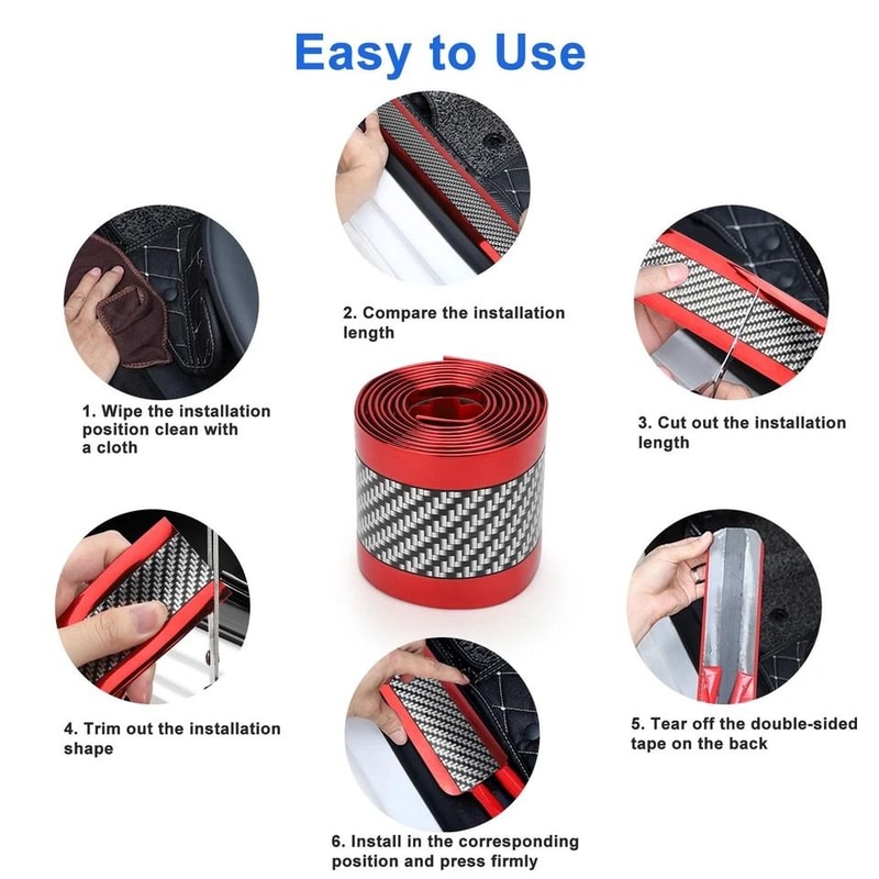 ScratchResistant Car Door Sill Protector SelfAdhesive Plastic Crash Strip Durable Easy To Install 4