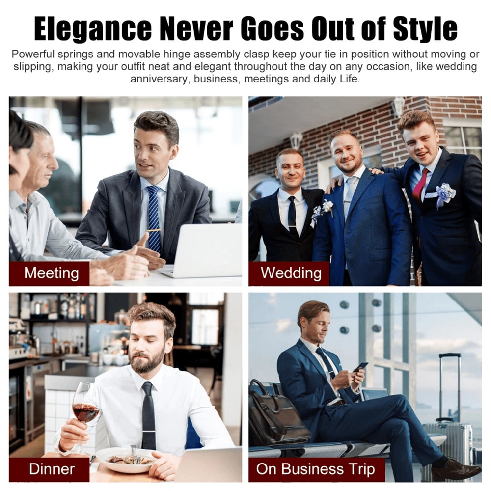 Elegant Metal Necktie Tie Clips For Men Black Silver Gold Wedding Party Gift Copper Bar Pinch Clasp 1