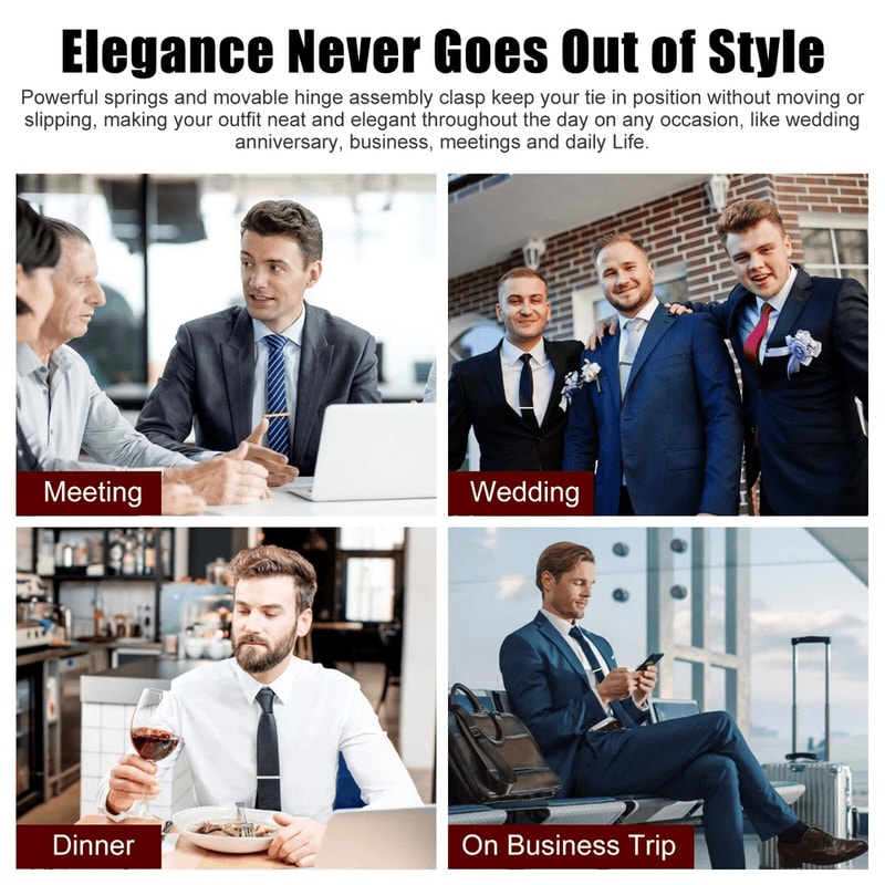 Elegant Metal Necktie Tie Clips For Men Black Silver Gold Wedding Party Gift Copper Bar Pinch Clasp 1