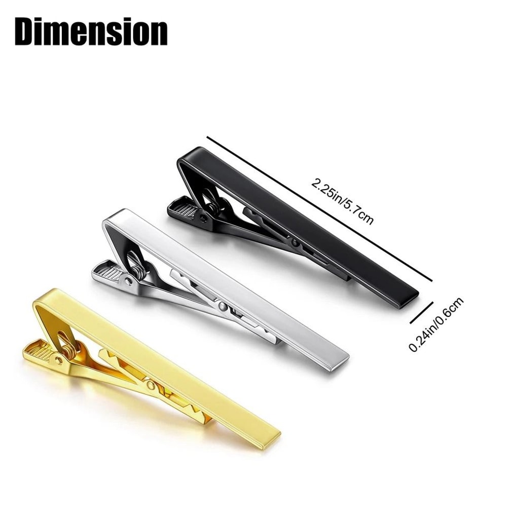Elegant Metal Necktie Tie Clips For Men Black Silver Gold Wedding Party Gift Copper Bar Pinch Clasp 2