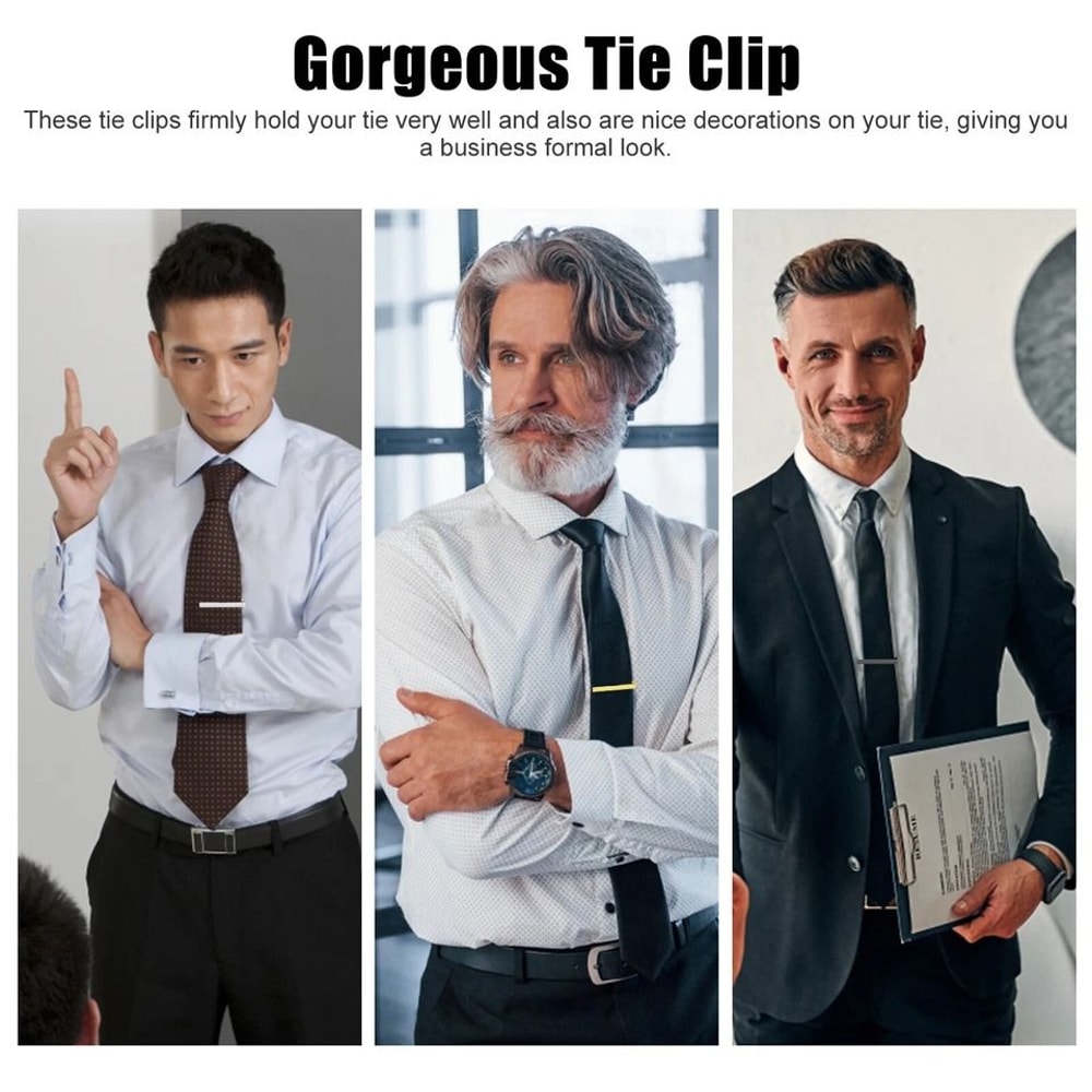 Elegant Metal Necktie Tie Clips For Men Black Silver Gold Wedding Party Gift Copper Bar Pinch Clasp 7