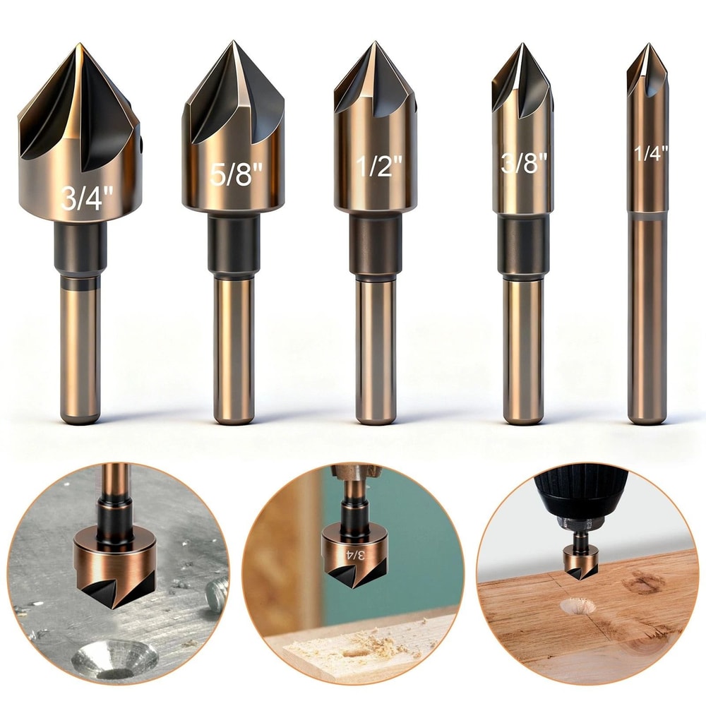 HighSpeed Steel Countersink Drill Bit Set Angled For Wood Plastic Metal And More 0