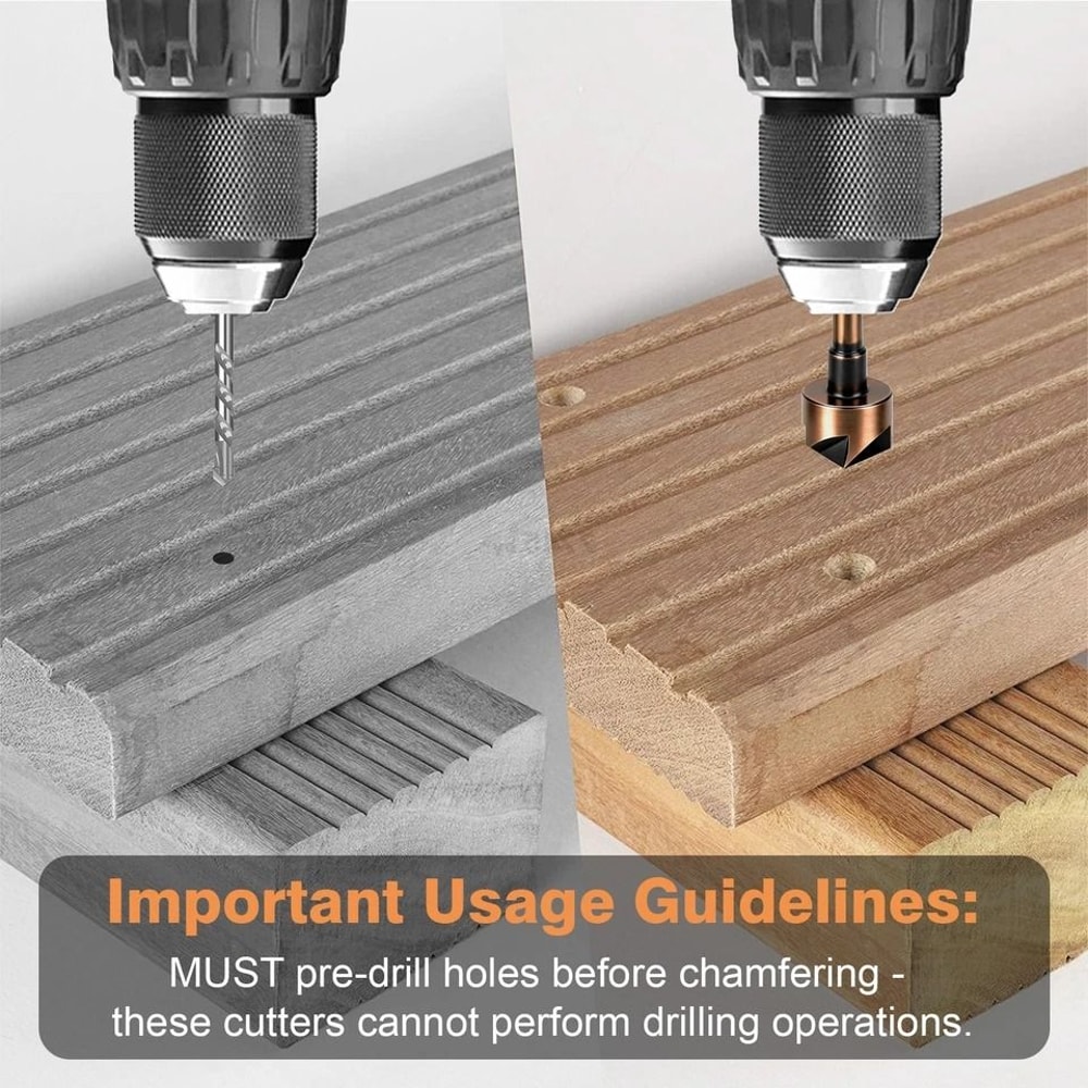 HighSpeed Steel Countersink Drill Bit Set Angled For Wood Plastic Metal And More 6