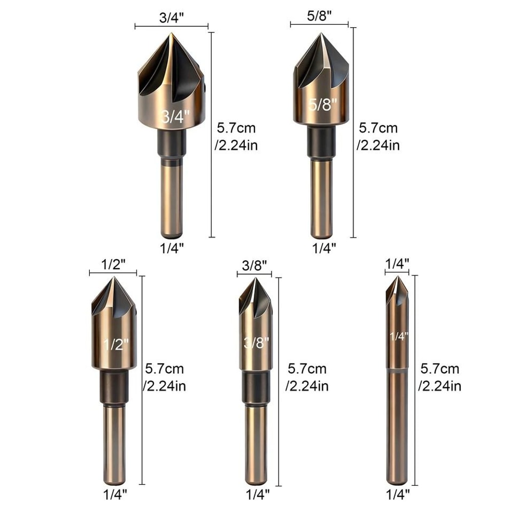 HighSpeed Steel Countersink Drill Bit Set Angled For Wood Plastic Metal And More 8