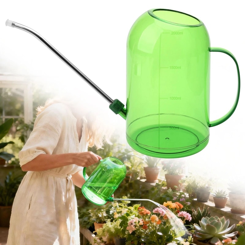 Long Spout Watering Can For Indoor Plants Green Plastic Watering Can With Stainless Steel Nozzle Fo 2