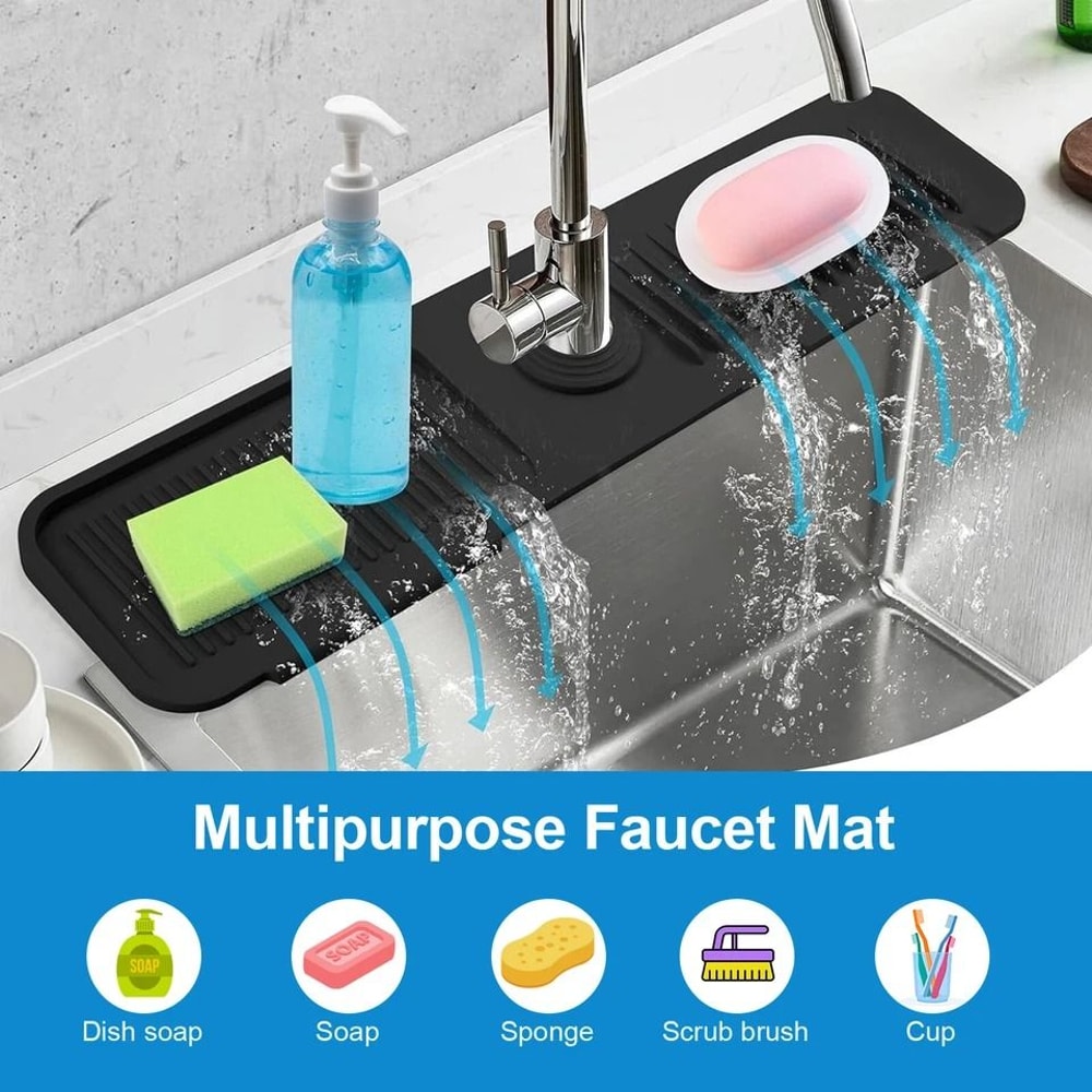 Silicone Kitchen Faucet Sinks Splash Guard Adjustable Drain Pad Water Catcher Tray Sink Mat Water C 6