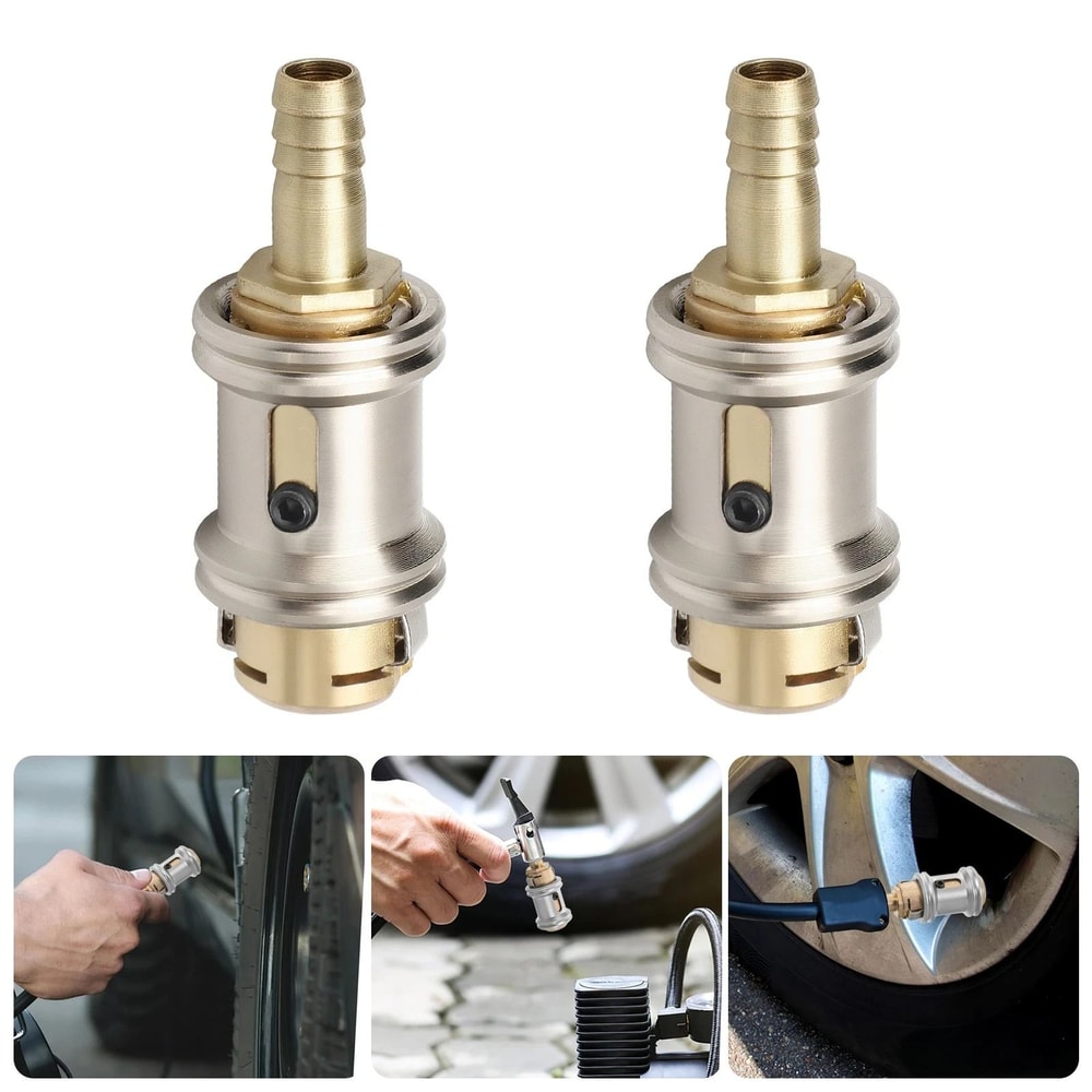 Quick Connect Air Chuck PushOn Brass Tire Inflator Connector Hose Barb Adapter For Schrader Valve 0
