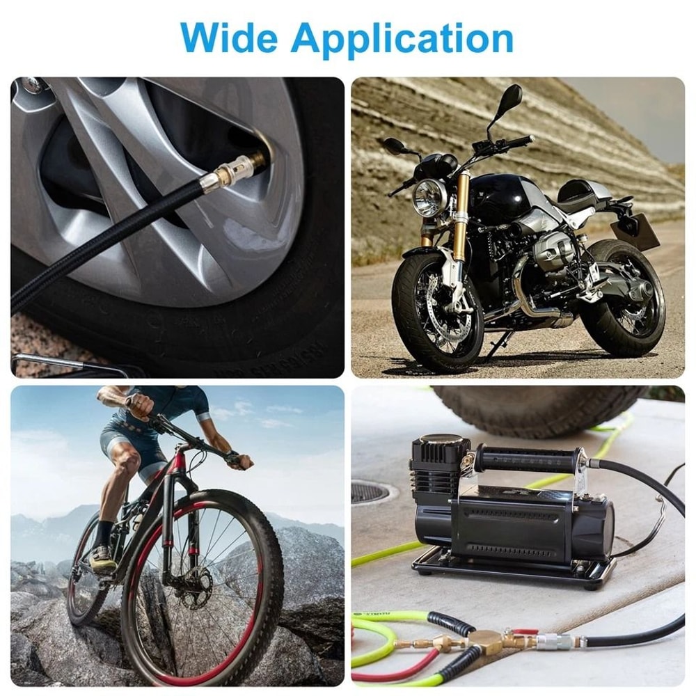 Quick Connect Air Chuck PushOn Brass Tire Inflator Connector Hose Barb Adapter For Schrader Valve 2