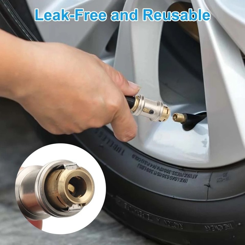 Quick Connect Air Chuck PushOn Brass Tire Inflator Connector Hose Barb Adapter For Schrader Valve 4