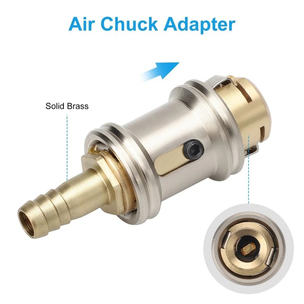 Quick Connect Air Chuck PushOn Brass Tire Inflator Connector Hose Barb Adapter For Schrader Valve 7