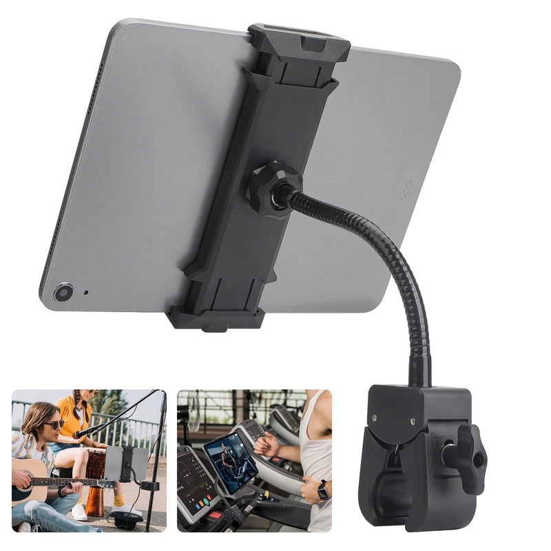 Universal Tablet Holder For Treadmill Exercise Bike Gooseneck Clamp For IPad Phone 0
