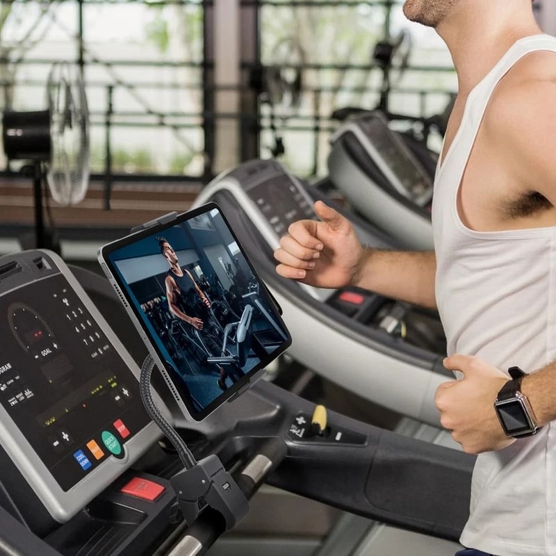 Universal Tablet Holder For Treadmill Exercise Bike Gooseneck Clamp For IPad Phone 3