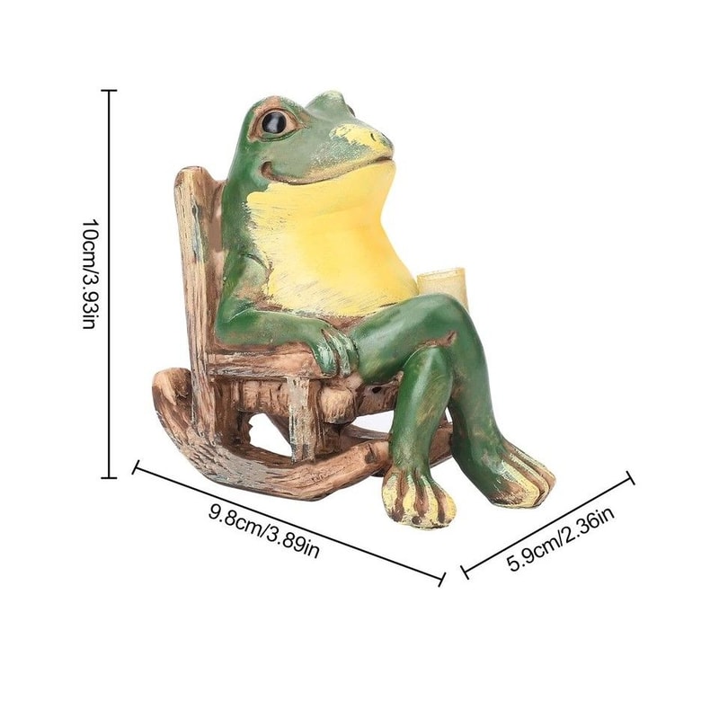 Frog Garden Statue Outdoor Lawn Ornament With Solar Lights Patio Yard Frog Figurine Solar Frog Deco 7