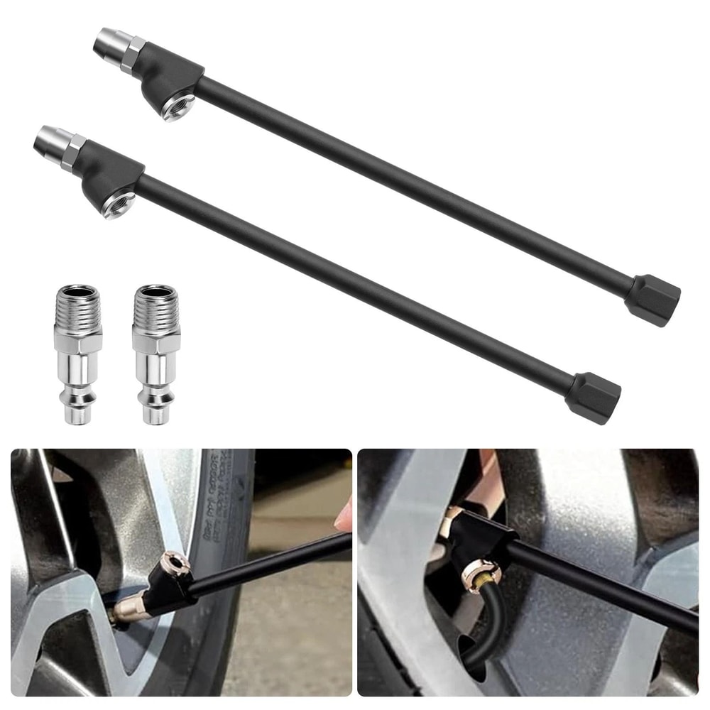 Dual Head Air Chuck Set Straight Reverse Heavy Duty Tire Inflator For RVs Trucks Trailers 1