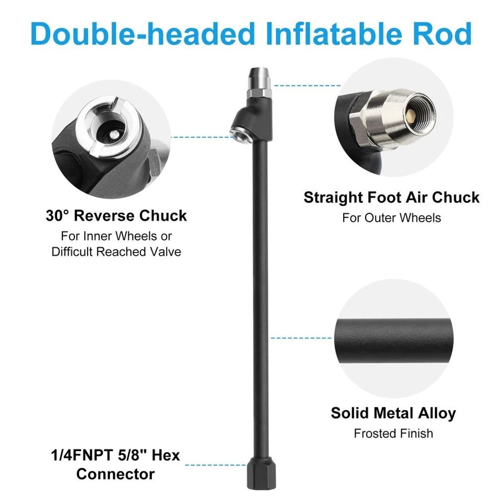 Dual Head Air Chuck Set Straight Reverse Heavy Duty Tire Inflator For RVs Trucks Trailers 5
