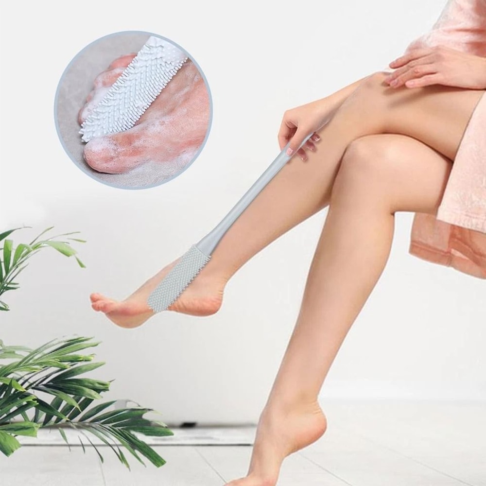 Long Handled Silicone Shower Foot Care Scrubber Toe Gap Cleaning Brush For Feet Toe Crevice And Dea 0