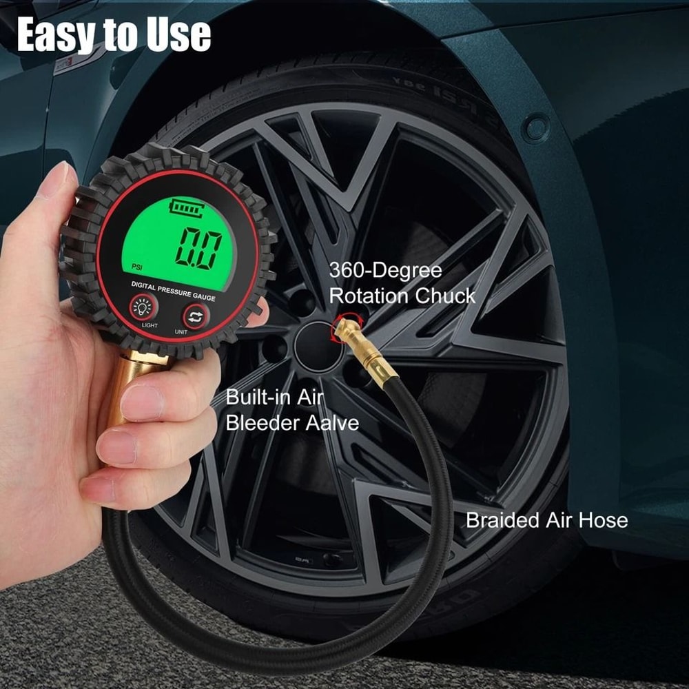 Digital Tire Air Pressure Gauge Heavy Duty Checker Accurate PSI KPA Bar For Trucks Cars RVs 1