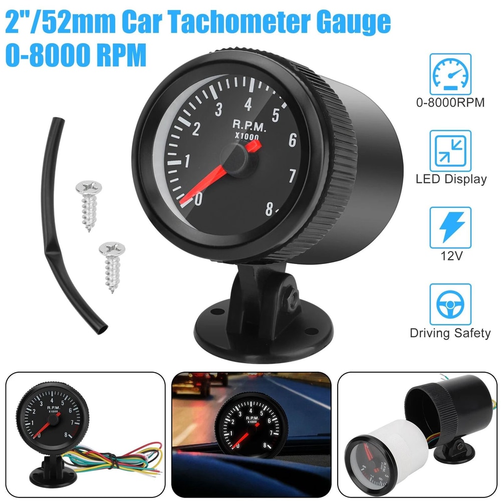 Car Tachometer Gauge RPM Meter With LED Shift Light Universal Fit For Cylinder Gasoline Engines 0