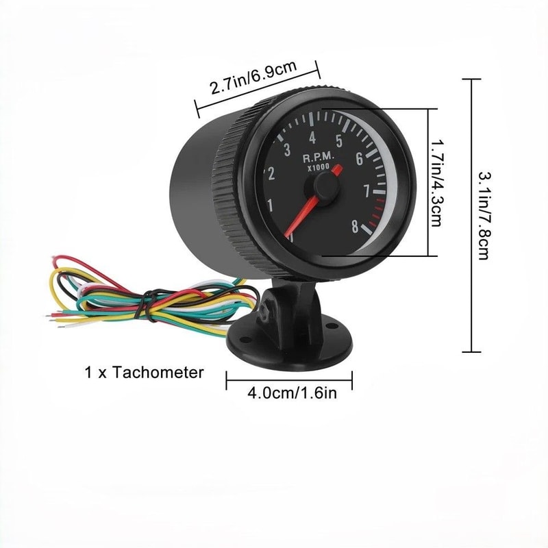 Car Tachometer Gauge RPM Meter With LED Shift Light Universal Fit For Cylinder Gasoline Engines 6