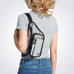 adjustable strap waterproof clear waist bag transparent, zip fanny pouch for outdoor travel, hiking, running, beach use