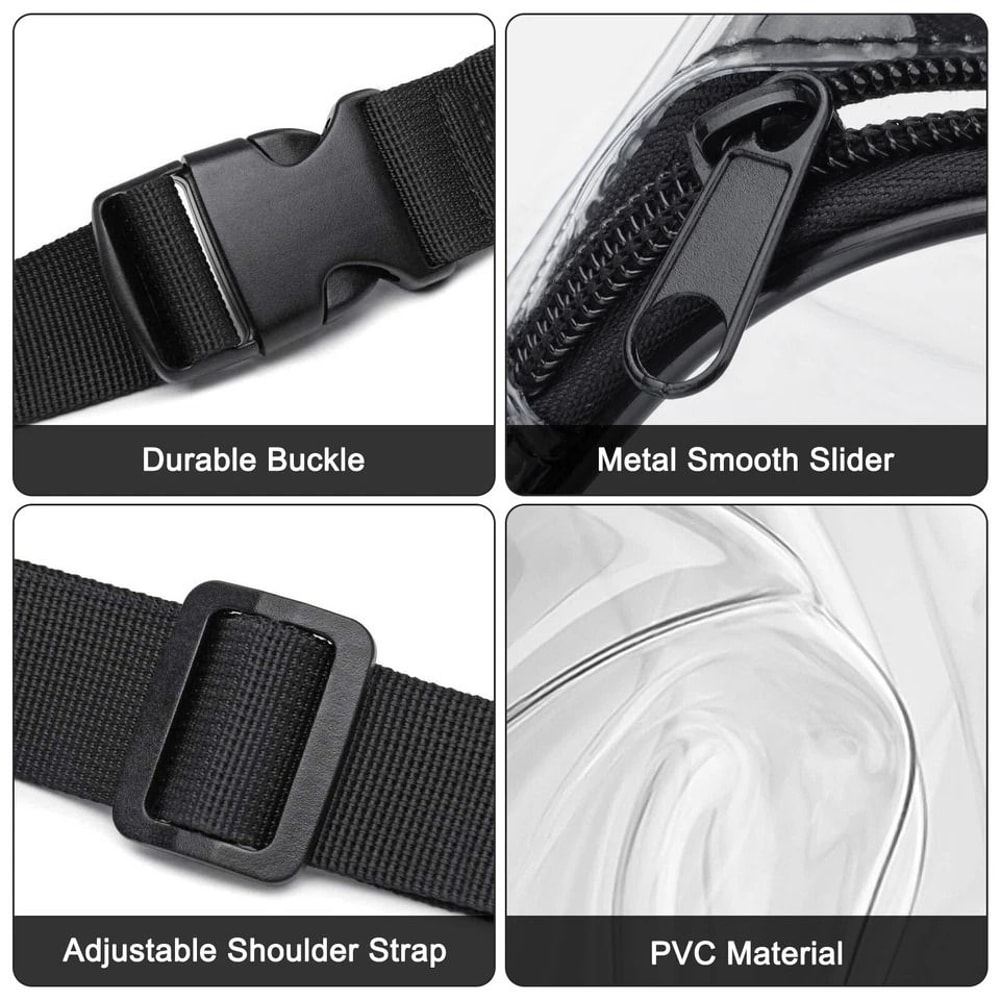 Adjustable Strap Waterproof Clear Waist Bag Transparent Zip Fanny Pouch For Outdoor Travel Hiking R 6