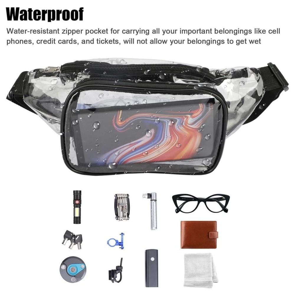 Adjustable Strap Waterproof Clear Waist Bag Transparent Zip Fanny Pouch For Outdoor Travel Hiking R 7